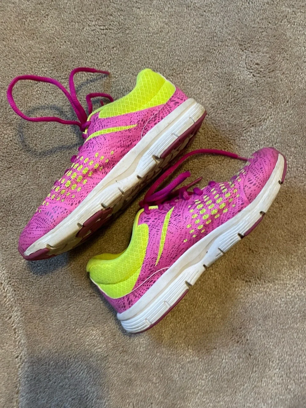 Girls’ Size 4 New Balance Hot Pink & Neon Yellow Sneakers